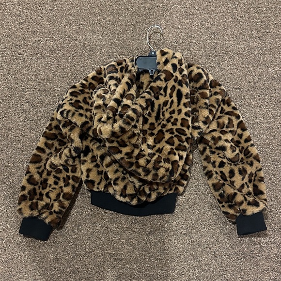 Love Tree Brown Faux Fur Animal Print Coat - Picture 3 of 3